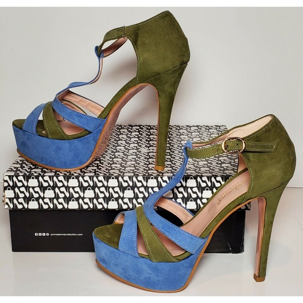PRIMADONNA COLLECTION WOMEN EURO SIZE BLUE/GREEN 4.5 INCH HEEL  08211 MI